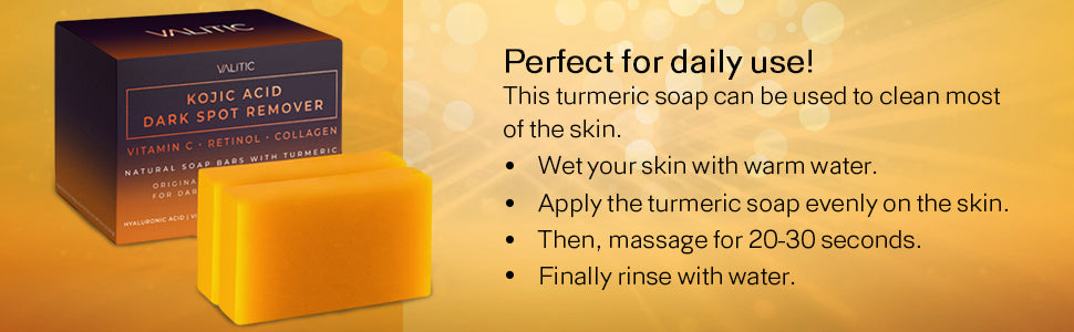 Kojic Acid Dark Spot Remover Soap Bars with Vitamin C, Retinol, Collagen, Turmeric - Original Japanese Complex Infused with Hyaluronic Acid, Vitamin E, Shea Butter, Castile Olive Oil (2 Pack)
