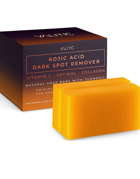 Kojic Acid Dark Spot Remover Soap Bars with Vitamin C, Retinol, Collagen, Turmeric - Original Japanese Complex Infused with Hyaluronic Acid, Vitamin E, Shea Butter, Castile Olive Oil (2 Pack)